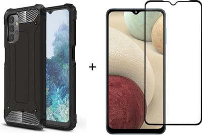 Telefoonhoesje geschikt voor Samsung galaxy A32 5G silicone TPU hybride zwart hoesje + full cover glas screenprotector