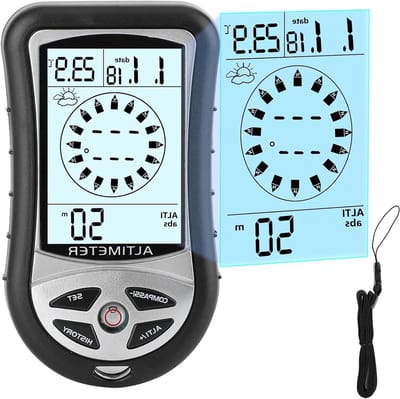 Digitale Hoogtemeter Barometer - Outdoor Kompas Thermometer - Navigatie Buitenactiviteiten - 8-in-1 Multifunctioneel Gereedschap - 300-1100 mbar - Zwart