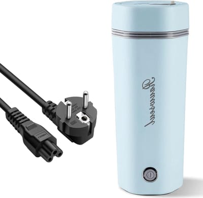 Elektrische Waterkoker 350ml - Draagbare Mini Mok 450ml - 300W Snelkook Verwarmingsmok - Blauw