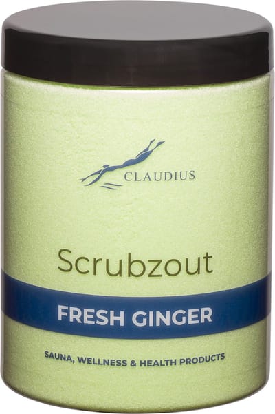 Scrubzout Fresh Ginger in handige pot - 1250 gram - met zwarte deksel - Hydraterende Lichaamsscrub