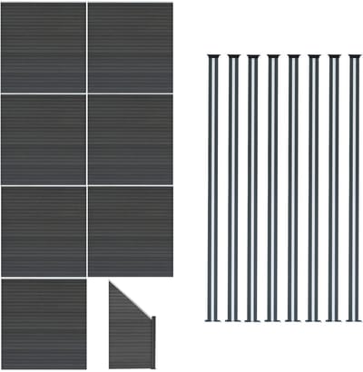 Composiet schuttingpaneelset - grijs - 185x1311 cm - zonne-led