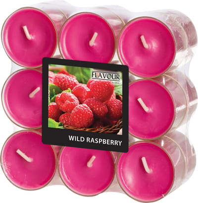 Conpax Candles Geur theelichtjes/waxinelichtjes - transparant - 18x - Wild Raspberry aroma - 6 branduren