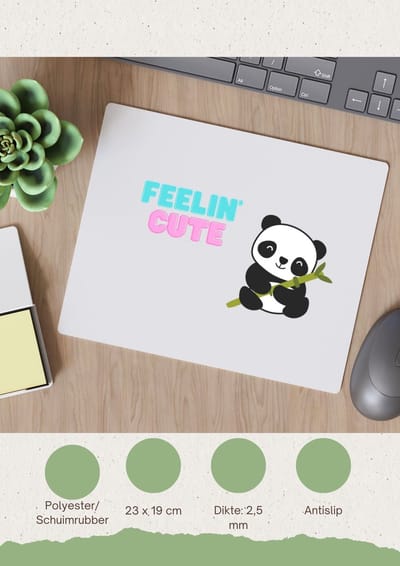 Akyol - feelin cute panda Muismat - Panda - panda liefhebbers - verjaardag - dieren liefhebbers - cadeau - kado - geschenk - verjaardagscadeau - 23 bij 19 cm