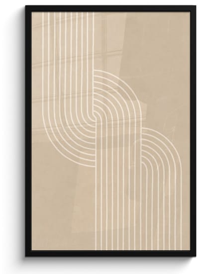 Poster in lijst - Fotolijst 60x90 cm - Posters - Parallelle lijnen - Lichte textuur - Beige - Posterlijst zwart - Decoratie - Wanddecoratie woonkamer - Muurdecoratie slaapkamer