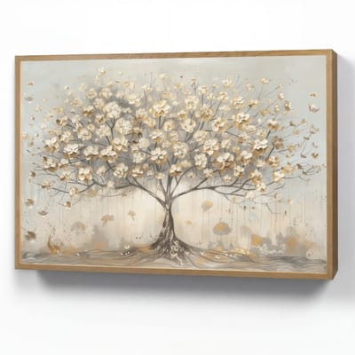 Wandlamp 90x60 cm - Oplaadbaar - Boom - Beige - Goud - Verflook - Grijs - Wandlampen binnen woonkamer - Slaapkamer lamp - Decoratieve nachtlamp - Vloerlamp draadloos