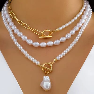 My Sweet Romance® Driedubbele Parelketting – 3 Laags – Vintage – Elegant.