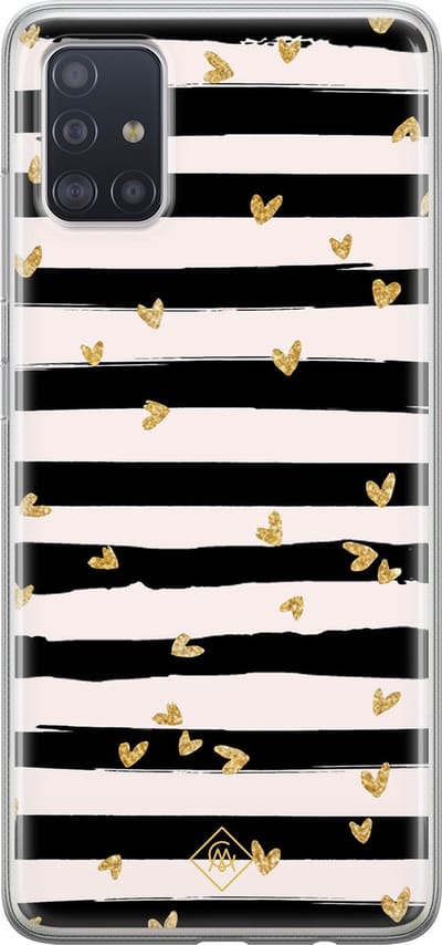 Casimoda® hoesje - Geschikt voor Samsung A51 - Hart Streepjes - Backcover - Siliconen/TPU - Zwart
