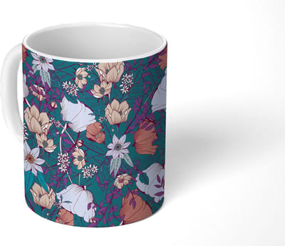 Mok - Koffiemok - Botanisch - Vintage - Bloemen - Mokken - 350 ML - Beker - Koffiemokken - Theemok