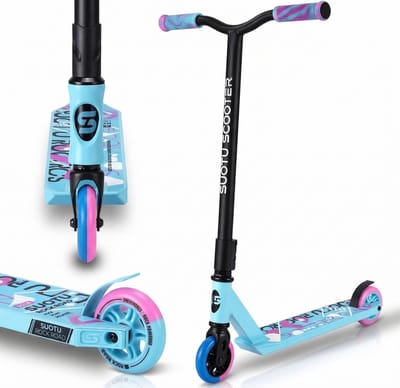 Suotu Stuntstep - Stuntstep Jongens en meisjes - 100KG - Kinderstep - Aluminium - Blauw/Roze