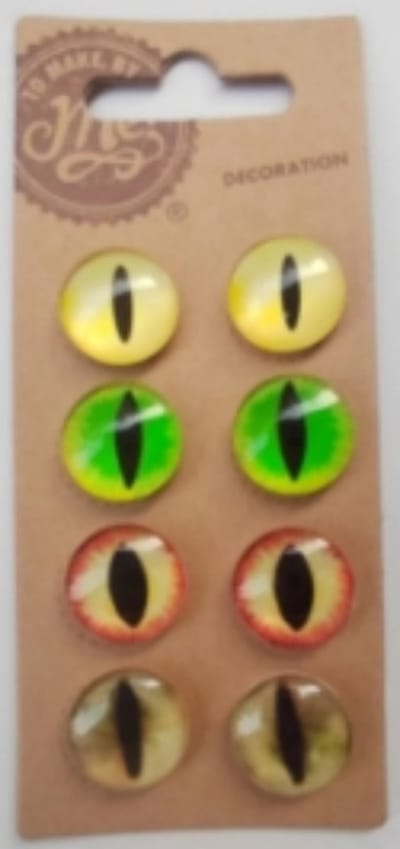 8 stuks Decoratie Ogen - Kattenogen - Slangenogen - 4 kleuren - Glas - 2 cm - Cabochon/Plaksteen - Plakogen - Luxe Plakoogjes - Oogjes voor hobby