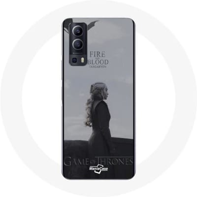 Coque pour Vivo Y72 Game of Thrones Saison 8 Daenerys Targaryen feu et sang Le Trône de Fer Logo Gri
