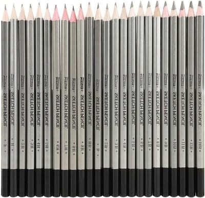 Tekenpotloden Set van 24 Stuks, 9H-14B Grafiet Potloden voor Schetsen en Tekenen, Perfect voor Kunstenaars