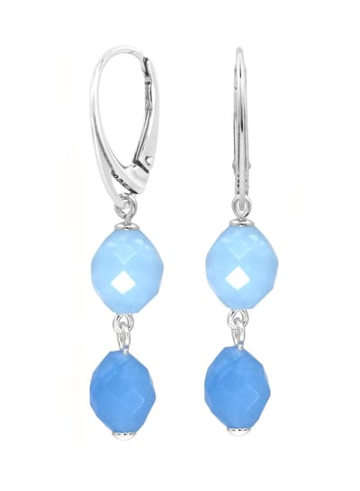 ARLIZI 2484 Oorbellen blauw jade kralen hanger - sterling zilver - 4,5 cm
