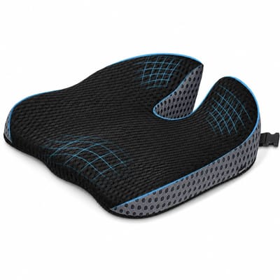 BSS® Zitverhoger Auto van Traagschuim – Ergonomische Autowig, Hoogteverhoger en Houdingsondersteuning, 4D Mesh Zitkussen met Verstelbare Riemen