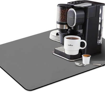 Absorberende Keukenmat voor Koffiemachines, 50 x 40 cm, Drainerende Mat voor Borden en Bestek, Antislip en Duurzaam (Donkergrijs)