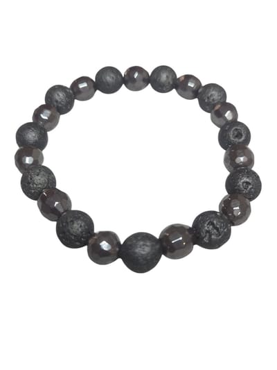 Lavasteen met hematiet armband.