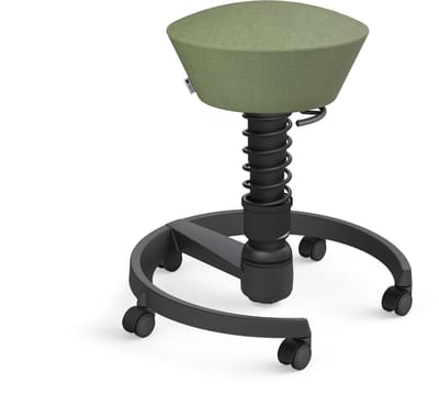 Aeris Swopper Gabriel - ergonomische bureaukruk - zwart onderstel - groen-beige gemêleerde zitting - zachte wielen - wol - standaard