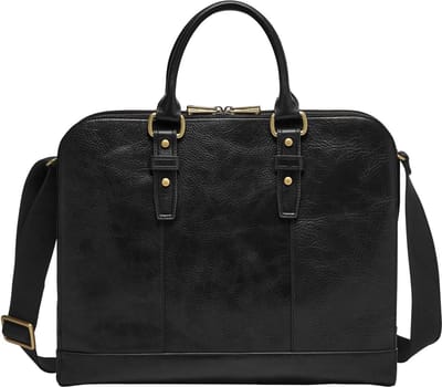 FOSSIL Business tas met laptopvak Dillon Pilot Bag Black Zwart Bruine