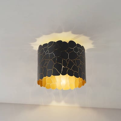 Lindby - plafondlamp - 1licht - Metaal - H: 22 cm - E27 - zwart, goud