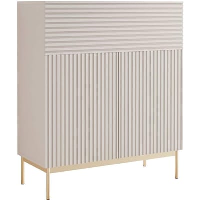 Selsey Linearis - Highkast met 2 deuren, klepvak en LED, kasjmiergrijs 92 cm