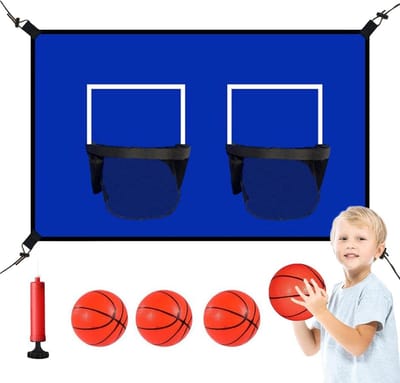 Genérico Trampoline banden voor kinderen: draagbaar basketbalbord, sportspeelgoed voor jongeren, uitrusting voor terrassen en parken, interactief basketbalnet voor trampoline
