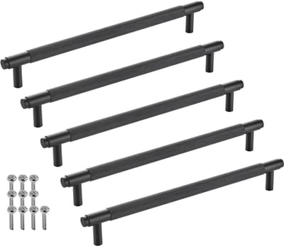 SOTECH verpakking van 5 meubelgrepen BLACKLINE VIII BA 224 mm mat zwart (lengte 256 mm, diameter 14 mm, hoogte 35 mm) designgreep van aluminium