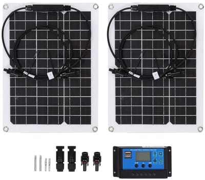 Flexibele Zonnepanelen - Monokristallijn Paneel - Batterij Opladen - Ingebouwde Blokkeerdiode - 30W Set - Zwart