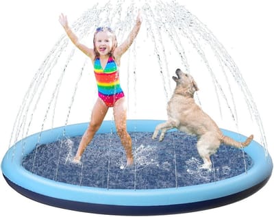Antislip Spatmat voor Honden en Kinderen - Opblaasbaar Waterspeelmat voor Zomerplezier in Tuin en Strand - 100 cm