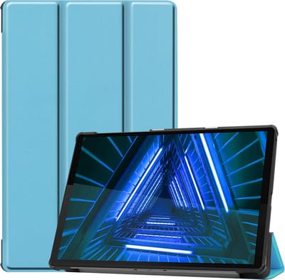 Hoesje Geschikt voor Lenovo Tab M10 FHD Plus (2e / 2nd Generatie) - Dun & Stevig - Trifold Bookcase - Hard Cover - Hardcover Book Case - Tablet Hoes - Lichtblauw