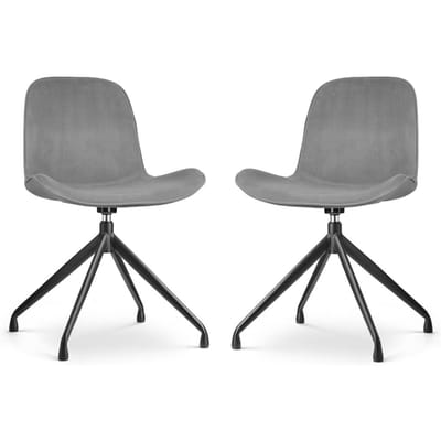 Nolon Nola-Fé Eetkamerstoelen Set van 2 Velvet Grijs - Draaibaar - Fluweel - Zwart Metalen Poten