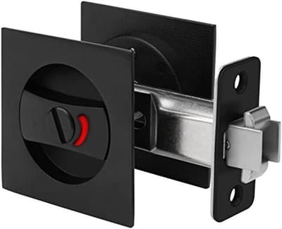 Pocket Deurslot - Schuifdeur Slot - Privacy Beveiligen - Met Kleurindicator - 20 x 8 x 7 cm - Zwart