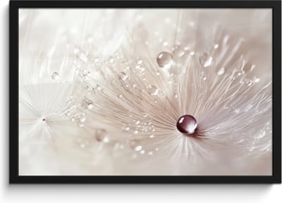 Poster in lijst - Fotolijst 60x40 cm - Posters - Bloem - Abstract - Wit - Water - Natuur - Posterlijst zwart - Decoratie - Wanddecoratie woonkamer - Muurdecoratie slaapkamer