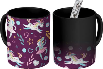Magische Mok - Foto op Warmte Mokken - Koffiemok - Unicorn - Ballet - Patroon - Magic Mok - Beker - 350 ML - Theemok
