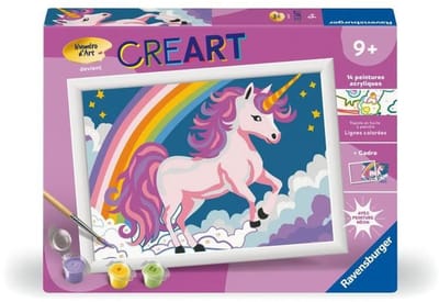 CreArt Kids 18x24cm Neon Eenhoorn - Schilderen op nummer Kit Kunstgetal - Vanaf 7 jaar - 25904 Ravensburger