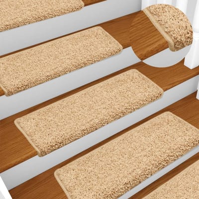 vidaXL - Trapmatten - 15 - st - 65x21x4 - cm - crème - met - rechthoekige - rand