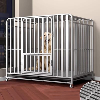 Hondenbench Vierkante Buis - Hondenkennel Stevig - Veilig Verblijf - Kauwbestendig Ontwerp - 110x72x95cm - Zilver