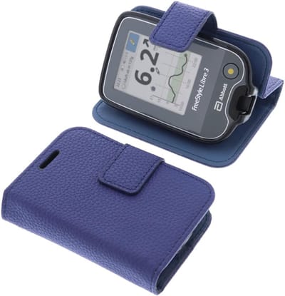 Tas Compatibel met Freestyle Libre 3 - Boek Stijl Blauw Beschermcover