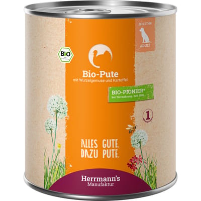 Herrmann's Bio Adult hond Kalkoen met pastinaak 800 gr. - per 6 stuks