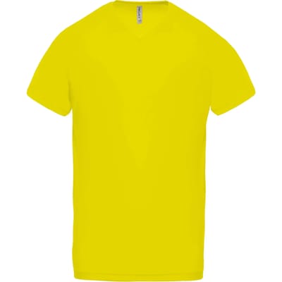 PROACT® Heren-sport-t-shirt V-hals PA476 - Fluorescent Yellow - S