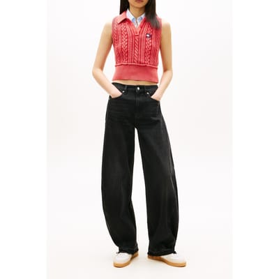 Tommy Hilfiger Ella Mid Barrel Denim Black Größe: W34L28 | Ausgestellte Hosen Outlet | Damen | Schwarz