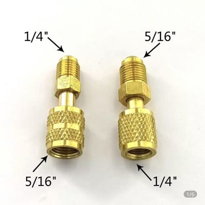Serviceadaptor plug voor airco voor service onderhoud maten 1x 5/6-1/4 en 1/4-5/16