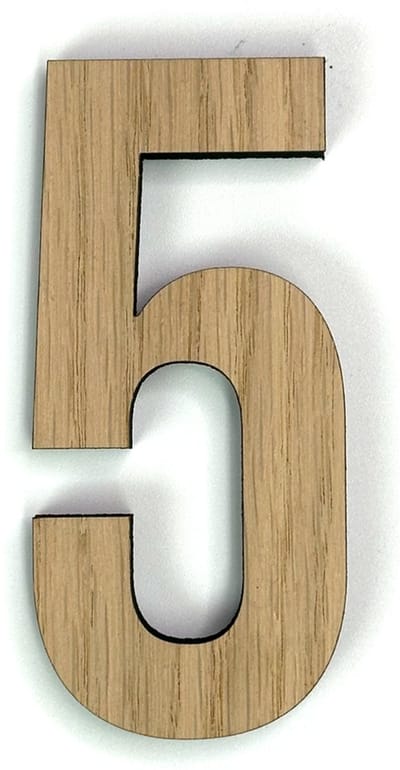 Houten cijfer 5 - 20 cm hoog