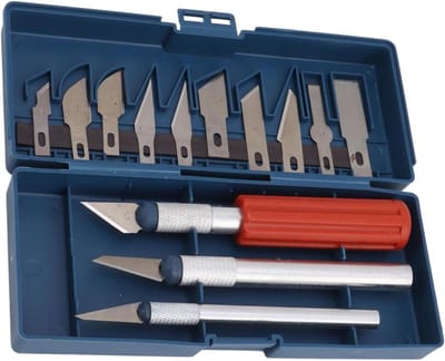 Snijbeitelset Houtbewerking - Carving Gereedschap - Beeldhouwen en Vormgeven - Verwisselbare Koppen - 13 Delig - Zilver
