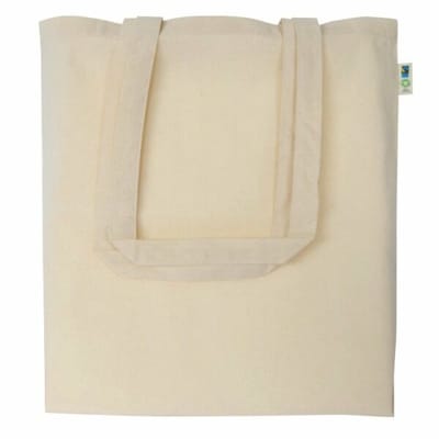 20 stuks Katoenen draagtas-Tote bag Fairtrade met lange hengsels, kleur Ecru