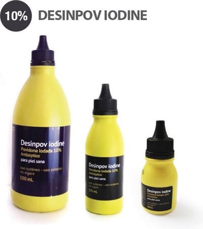 1 FLES 500 ml/ stuk Povidon Jodium 10% + 25 GAASJES. DEINFECTIE THUIS