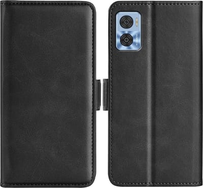 MobyDefend Hoesje - Geschikt voor Motorola Moto E22 / E22i - Luxe Wallet Book Case (Sluiting Zijkant) - Zwart