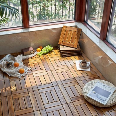 Buitenvloertegels - Terrastegels Houtcomposiet - Tuin Balkon - Snelle Klik Installatie - 30x30cm - Verkoolde Houtkleur