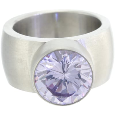 Behave - Ring - RVS Ring met 10mm Violet Zirkonia – Moderne & Luxe Designring | Nikkelvrij