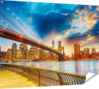 Gards Tuinposter New York Brooklyn Brug - 160x120 cm - Tuindoek - Tuindecoratie - Wanddecoratie buiten - Tuinschilderij