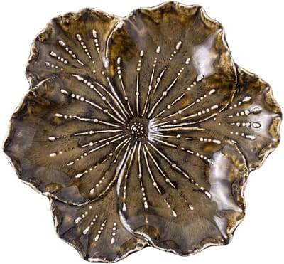 Clayre & Eef Decoratie schaal Bloem Bruin Keramiek